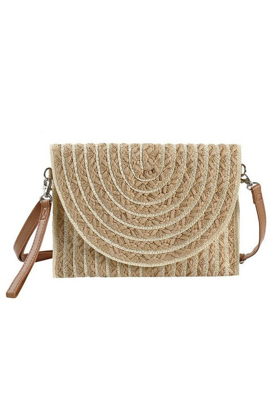 Two Tone Straw Clutch & Crossbody