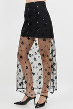 Load image into Gallery viewer, Semi Sheer Sequined Lace Midi Skirt

