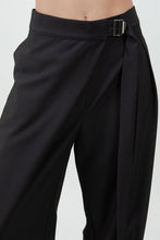 Load image into Gallery viewer, Pleated Wrap Over Adjustable Belt Trousers - Black
