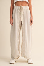 Load image into Gallery viewer, Stripe Linen Wide Leg Pants- Beige
