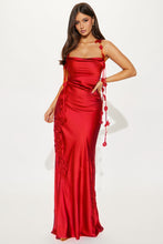 Load image into Gallery viewer, Inaya Red Satin Maxi Dress
