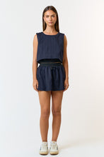 Load image into Gallery viewer, Navy Pinstripe Top + Skirt Set
