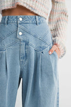 Load image into Gallery viewer, Denim High Waist Pintuck Wide Leg Jeans

