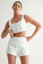 Load image into Gallery viewer, White Crystal Accent Crop Top &amp; Short Set
