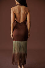 Load image into Gallery viewer, Satin Ombre Fringe Dress- Chocolate
