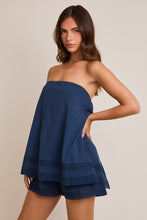 Load image into Gallery viewer, Navy Layered Strapless Romper
