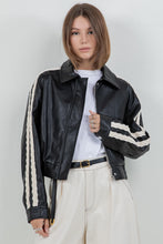 Load image into Gallery viewer, Lace Trim Leather Jacket
