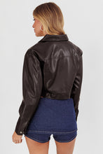 Load image into Gallery viewer, Black Faux Leather Crop Jacket

