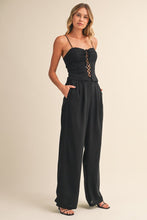 Load image into Gallery viewer, Maelle Black Linen Lace-Up Set
