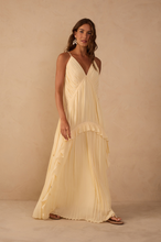 Load image into Gallery viewer, Beige V Neck Ruffled Draped Maxi Dress
