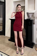 Load image into Gallery viewer, Open Back Bow Burgundy Dress
