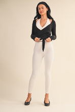Load image into Gallery viewer, Long Sleeve V Neck Wrap Top - Black
