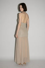 Load image into Gallery viewer, Champagne Gold Metallic Halter Maxi Dress
