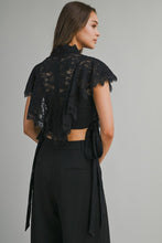 Load image into Gallery viewer, Black Lace Ruffled Top
