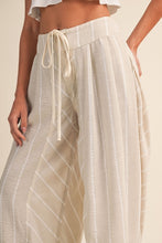 Load image into Gallery viewer, Stripe Linen Wide Leg Pants- Beige
