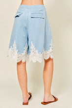 Load image into Gallery viewer, Denim Lace Bermuda Shorts
