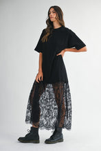 Load image into Gallery viewer, Oversized T Shirt Sheer Lace Maxi Dress
