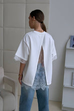 Load image into Gallery viewer, Lace Whisper Oversized Top - White

