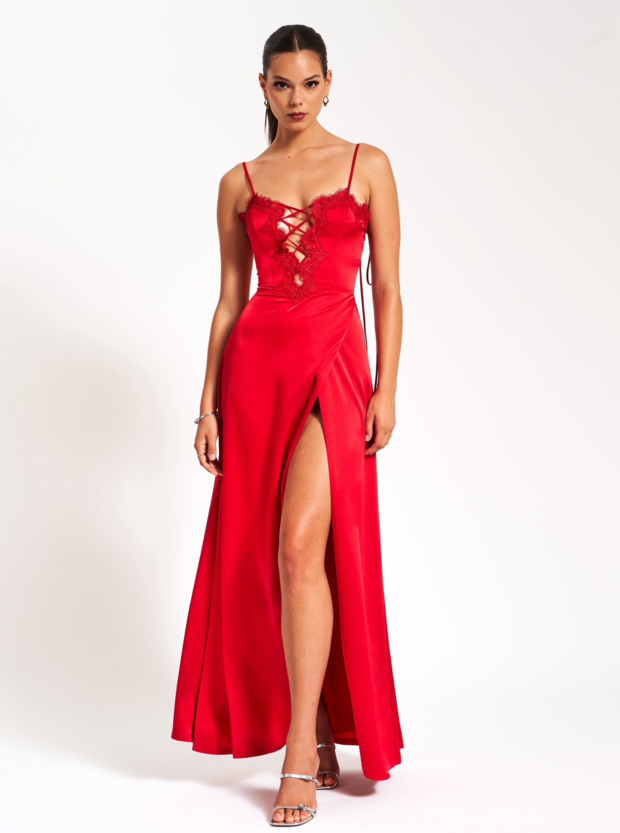 Rhea Lace Satin Dress M