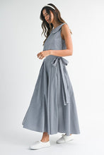 Load image into Gallery viewer, Gingham Plaid Collar Top and Midi Skirt Set
