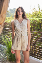 Load image into Gallery viewer, Vest Embroidered Romper- Natural
