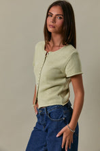 Load image into Gallery viewer, Cap Sleeve Button Down Sweater Top- Sage
