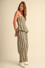 Load image into Gallery viewer, Olive Stripes Strapless Top + Pant Set
