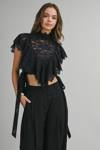 Load image into Gallery viewer, Black Lace Ruffled Top

