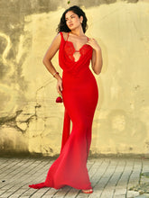 Load image into Gallery viewer, Ainara Red Chiffon Lace Gown- IN STOCK
