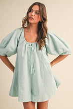 Load image into Gallery viewer, Mint Puff Sleeve Romper
