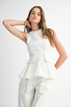 Load image into Gallery viewer, White Peplum Denim Top &amp; Pant Set
