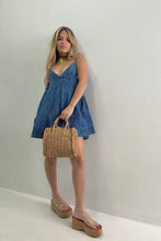 Load image into Gallery viewer, Denim Flared Romper with Side Tie Detail
