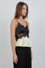Load image into Gallery viewer, Yellow|Black Satin Lace Top
