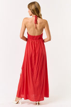 Load image into Gallery viewer, Halter Embroidered Red Maxi Dress
