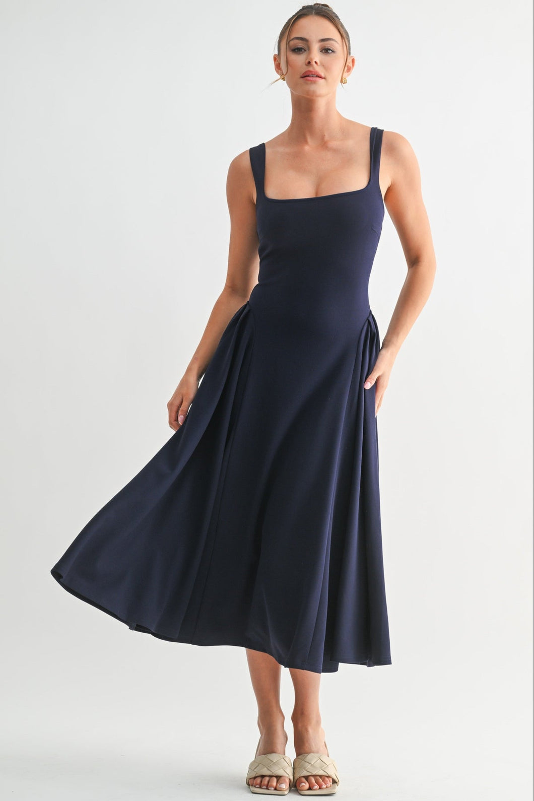 Pia Navy Midi Dress