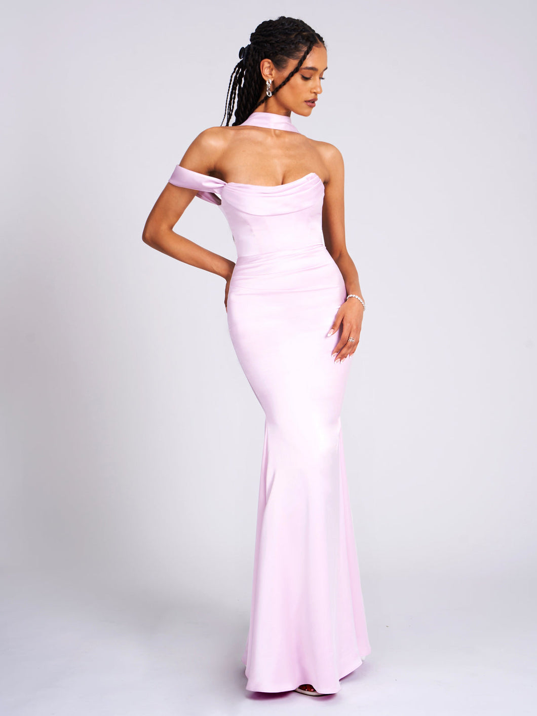 Ivona Light Pink Satin Gown