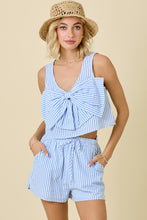 Load image into Gallery viewer, Blue Striped Top + Short Set
