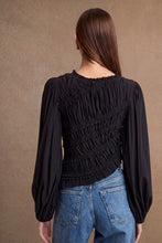 Load image into Gallery viewer, Mocha Ruched Long Sleeve Asymmetrical Hem Top

