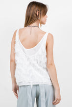 Load image into Gallery viewer, Textured Fringe Double Layer Tank Top - White
