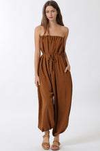 Load image into Gallery viewer, Sepia Strapless Belted Jumpsuit
