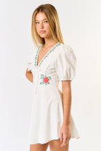 Load image into Gallery viewer, Embroidered Puff Sleeves Mini Dress
