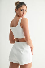 Load image into Gallery viewer, White Crystal Accent Crop Top &amp; Short Set

