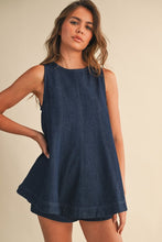 Load image into Gallery viewer, Sleeveless Dark Denim Shorts Set
