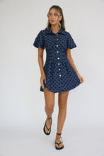 Load image into Gallery viewer, Denim Floral Button Up Mini Dress
