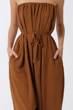 Load image into Gallery viewer, Sepia Strapless Belted Jumpsuit
