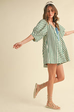 Load image into Gallery viewer, Striped Hunter Green|Blue Romper

