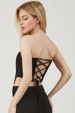 Load image into Gallery viewer, Crochet Corset Strapless Top- Black
