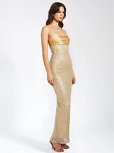 Load image into Gallery viewer, Gold Pearls Beaded Gown Dress
