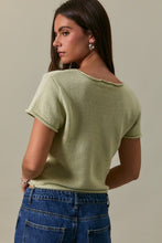 Load image into Gallery viewer, Cap Sleeve Button Down Sweater Top- Sage
