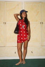 Load image into Gallery viewer, Cherry Satin Polka Mini Dress
